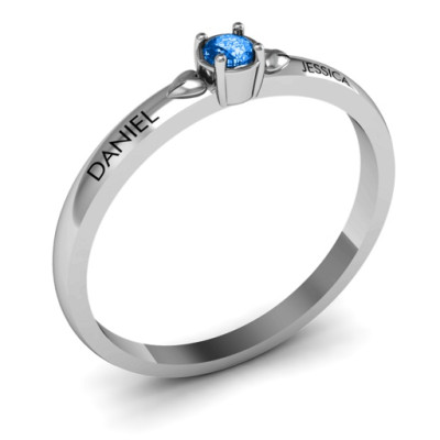 Heart Surrounded Solitaire Ring - Name My Jewellery