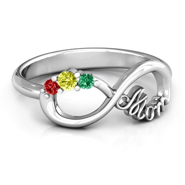 Mom's Infinite Love Ring with 2-10 Stones and 3 Cubic Zirconias Stones  - Name My Jewellery
