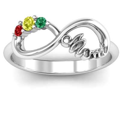 Mom's Infinite Love Ring with 2-10 Stones and 3 Cubic Zirconias Stones  - Name My Jewellery