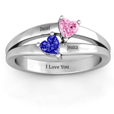Twin Hearts Ring - Name My Jewellery