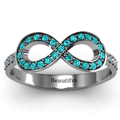 Accented Infinity Ring with Shoulder Stones  - Name My Jewellery