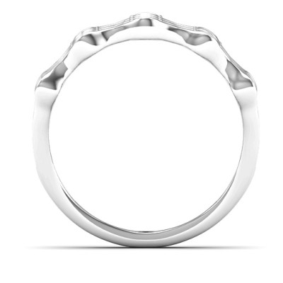 Alternating Stone Fashion Wave Ring  - Name My Jewellery