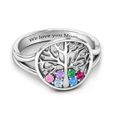 Always Around Love 6 Stone Family Tree Ring  - Name My Jewellery