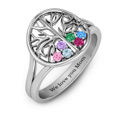 Always Around Love 6 Stone Family Tree Ring  - Name My Jewellery