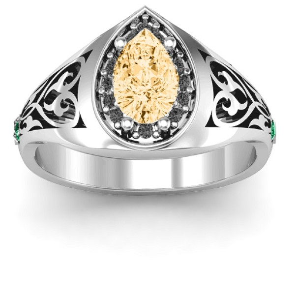 Aphrodite Ring with Side Gems - Name My Jewellery