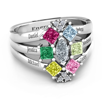 Arachna Centre Marquise and Princess Ring with Accents - Name My Jewellery