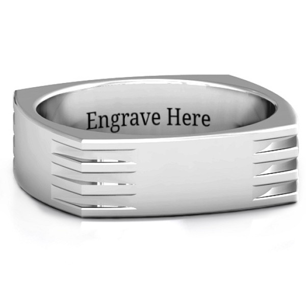 Areo Grooved Square-shaped Men's Ring - Name My Jewellery