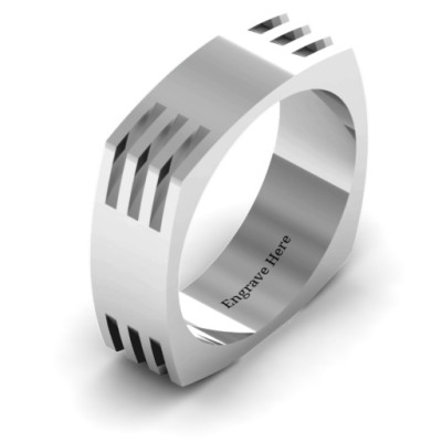 Areo Grooved Square-shaped Men's Ring - Name My Jewellery