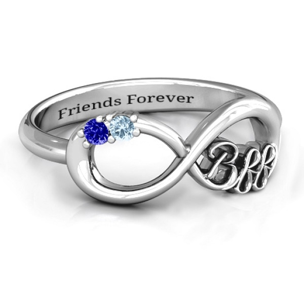 BFF Friendship Infinity Ring with 2 - 7 Stones  - Name My Jewellery