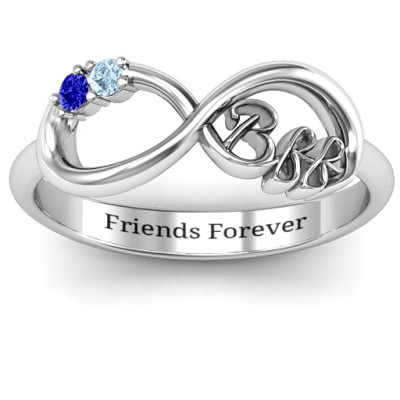 BFF Friendship Infinity Ring with 2 - 7 Stones  - Name My Jewellery