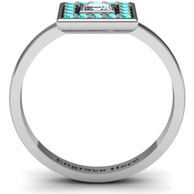 Bezel Princess Stone with Channel Accents Ring  - Name My Jewellery