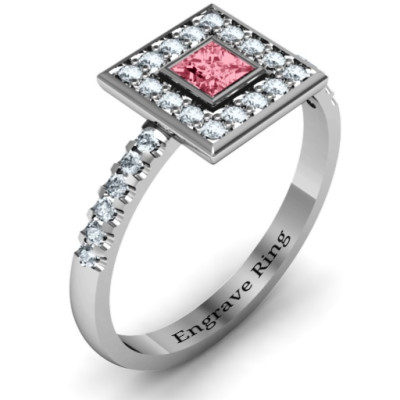 Bezel Princess Stone with Channel Accents in the Band Ring  - Name My Jewellery