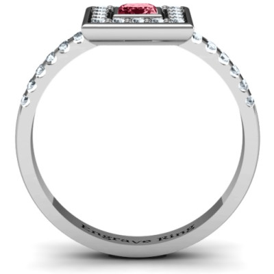 Bezel Princess Stone with Channel Accents in the Band Ring  - Name My Jewellery
