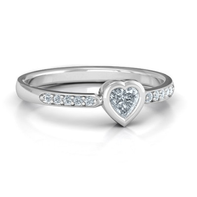Bezel Set Love Ring with Accents - Name My Jewellery