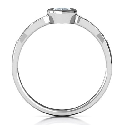 Bezel Set Love Ring with Accents - Name My Jewellery