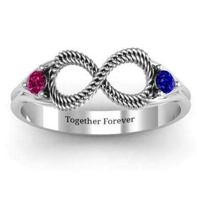 Braided Infinity Ring with Two Stones  - Name My Jewellery