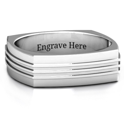 Bridge Grooved Square-shaped Men's Ring - Name My Jewellery