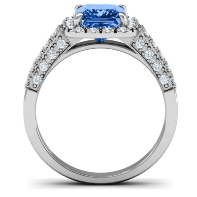 Brilliant Princess Ring with Profile Accents - Name My Jewellery
