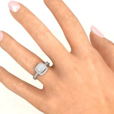 Brilliant Princess Ring with Profile Accents - Name My Jewellery
