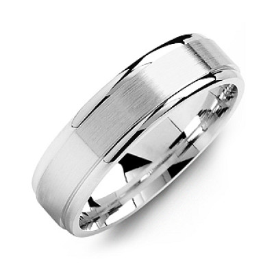 Brushed Centre Men's Ring with Polished Edges - Name My Jewellery