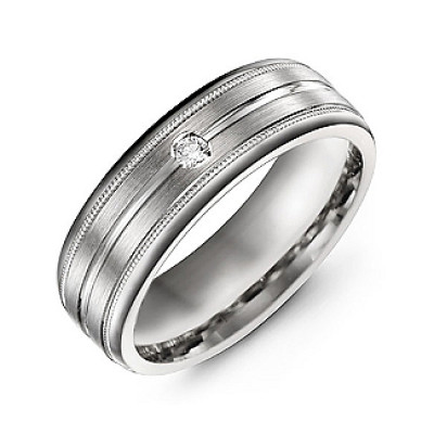 Brushed Layer Men's Ring with Milgrain Edges - Name My Jewellery