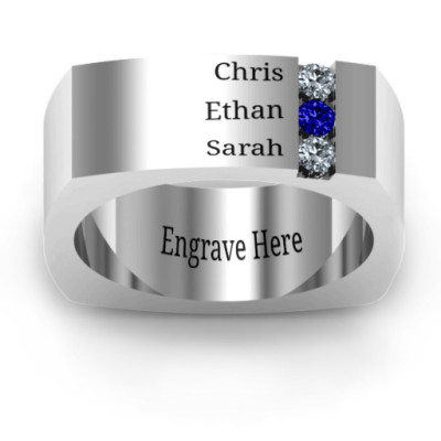 Cache Square-shaped Gemstone Men's Ring  - Name My Jewellery