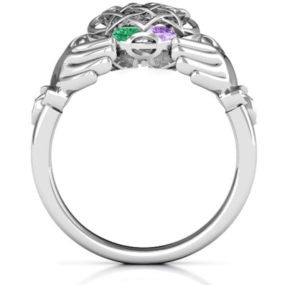 Caged Hearts Celtic Claddagh Ring - Name My Jewellery