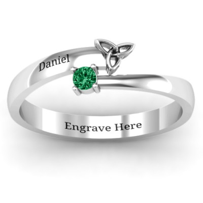 Celtic Solitaire Bypass Ring - Name My Jewellery