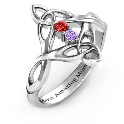 Celtic Sparkle Ring with Interwoven Infinity Band - Name My Jewellery
