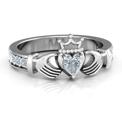 Classic Claddagh Heart Cut Ring with Accents - Name My Jewellery