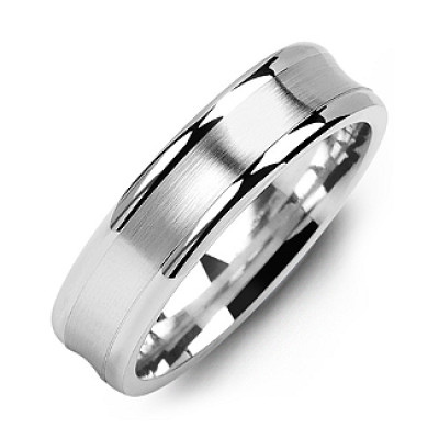 Classic Contoured Men's Ring with Brushed Centre - Name My Jewellery
