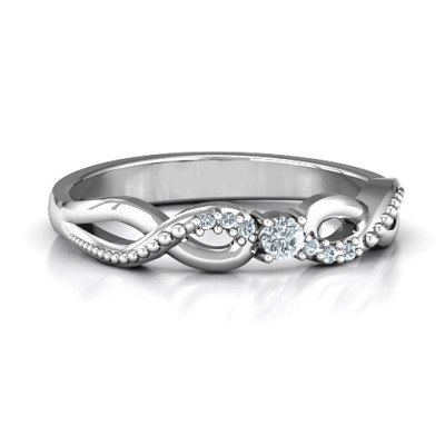 Classic Solitare Sparkle Ring with Accented Infinity Band - Name My Jewellery
