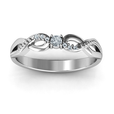 Classic Solitare Sparkle Ring with Accented Infinity Band - Name My Jewellery