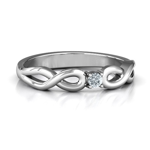 Classic Solitare Sparkle Ring with Infinity Band - Name My Jewellery