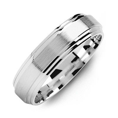 Classic Two-Line Milled-Brush Men's Ring - Name My Jewellery