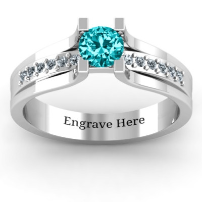 Column Set Solitaire Ring - Name My Jewellery