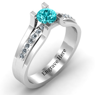 Column Set Solitaire Ring - Name My Jewellery