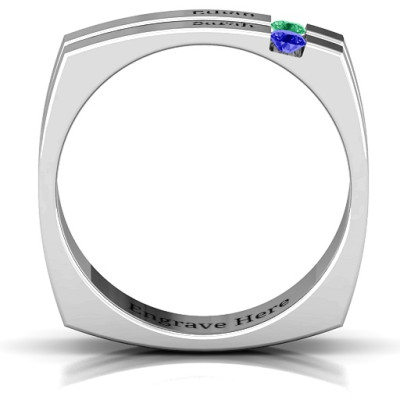 Crevice Grooved Square-shaped Gemstone Men's Ring  - Name My Jewellery