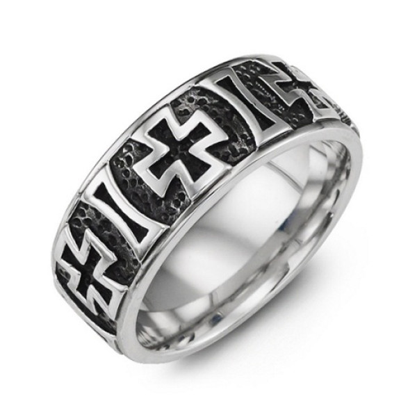Cross Pattern Cobalt Ring - Name My Jewellery