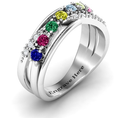 Crossover Accent Multi Band Ring - Name My Jewellery