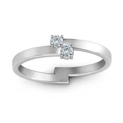 Diagonal Dazzle Ring With 2-3 Gemstones  - Name My Jewellery