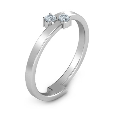 Diagonal Dazzle Ring With 2-3 Gemstones  - Name My Jewellery