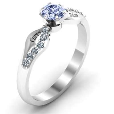 Dimpled Solitaire with Accents Ring - Name My Jewellery