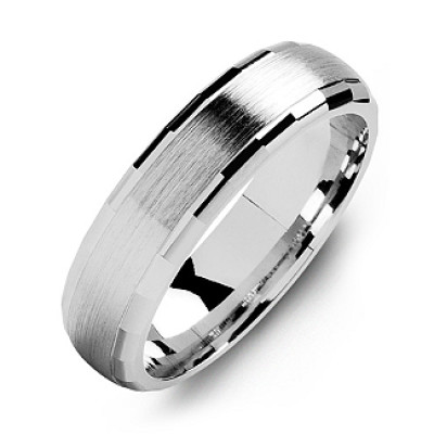Dome-Shaped Brushed Men's Ring with Baguette Edges - Name My Jewellery