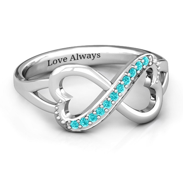 Double Heart Infinity Ring with Accents - Name My Jewellery