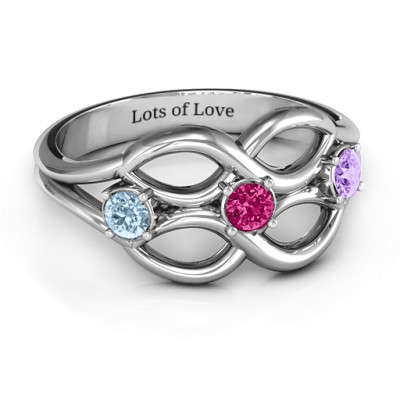 Double Infinity Ring with Triple Stones  - Name My Jewellery