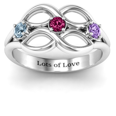 Double Infinity Ring with Triple Stones  - Name My Jewellery