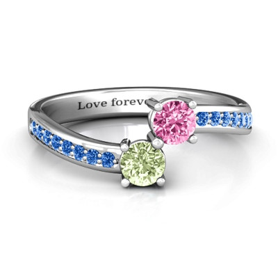 Elegant Accent Two Stone Ring  - Name My Jewellery