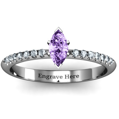 Elegant Marquise with Accent Band Ring - Name My Jewellery