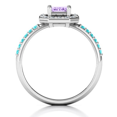 Emerald Cut Cocktail Ring with Halo - Name My Jewellery